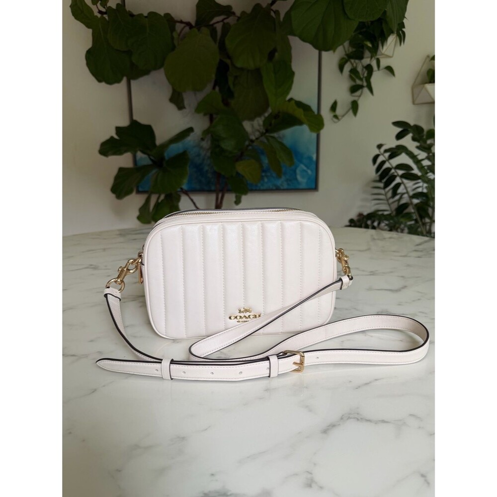 Coach Jes Crossbody With Linear Quilting Gold /Chalk Leather Bag C1569 - Picture 13 of 16